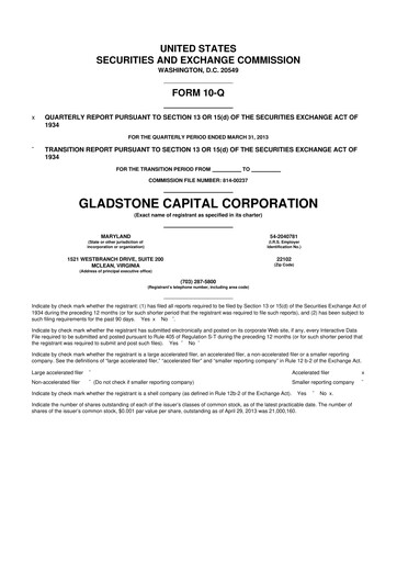 Thumbnail Gladstone Capital Corporation 10-Q Quarterly Report FY 