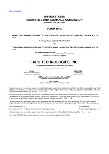 Thumbnail Faro Technologies
 10-Q Quarterly Report FY2013 
