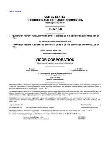 Thumbnail Vicor
 10-Q Quarterly Report FY2013 