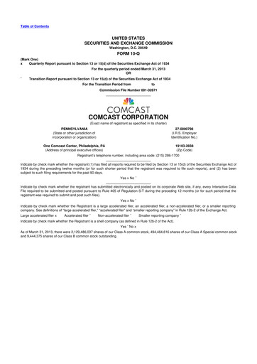 Vorschaubild Comcast 10-Q Quartalsbericht 2013 