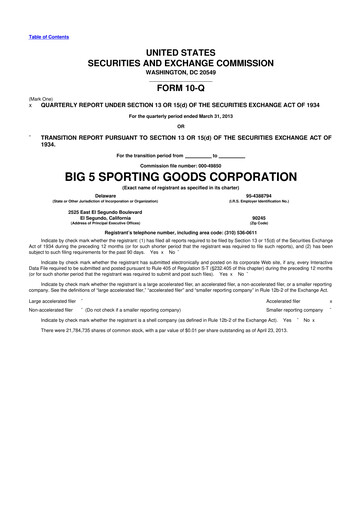 Thumbnail Big 5 Sporting Goods 10-Q Quarterly Report FY2013 