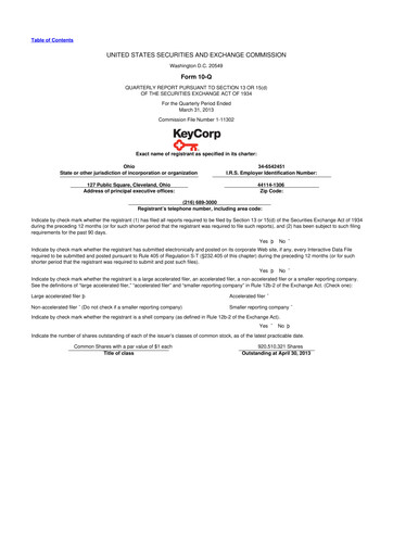 Thumbnail KeyCorp (KeyBank) 10-Q Quarterly Report FY2013 