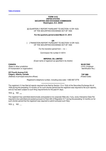 Vorschaubild Imperial Oil
 10-Q Quartalsbericht 2013 