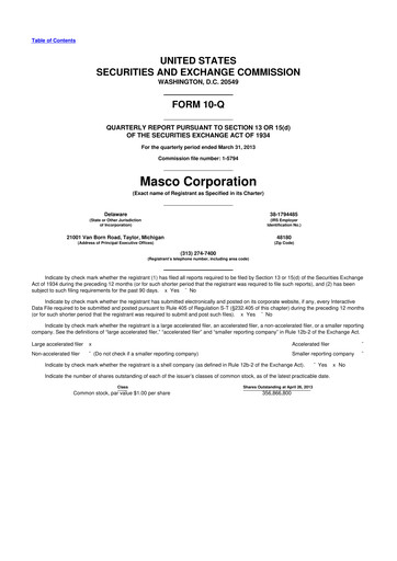 Thumbnail Masco 10-Q Quarterly Report FY2013 