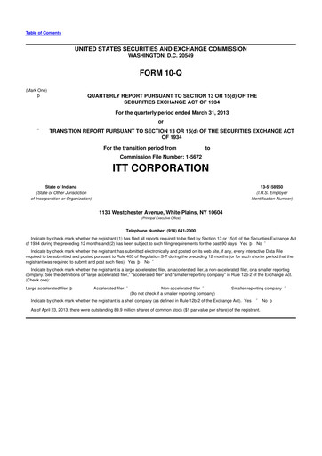 Vorschaubild ITT 10-Q Quartalsbericht 2013 