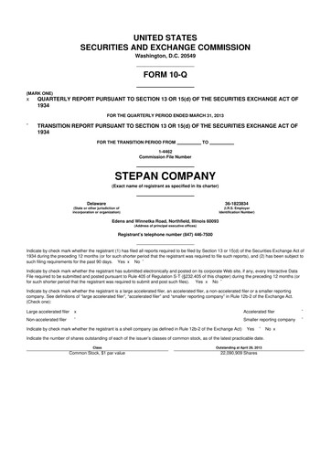 Thumbnail Stepan Company
 10-Q Quarterly Report FY2013 