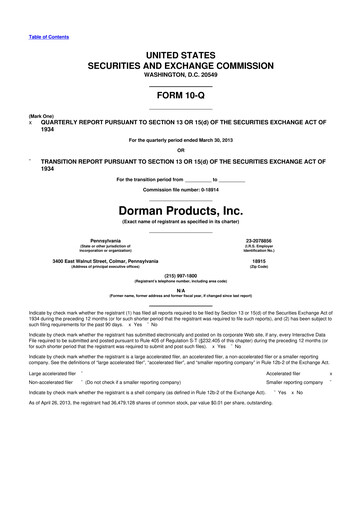 Thumbnail Dorman Products 10-Q Quarterly Report FY2013 