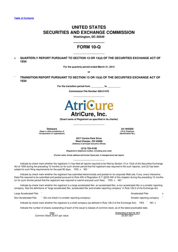 Miniature AtriCure 10-Q Rapport trimestriel 2013 