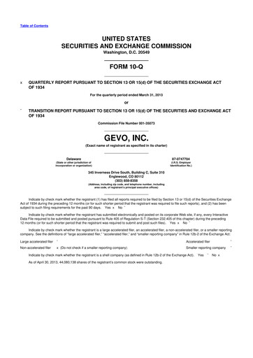 Vorschaubild Gevo 10-Q Quartalsbericht 2013 