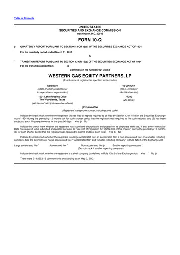 Thumbnail Western Midstream
 10-Q Quarterly Report FY2013 