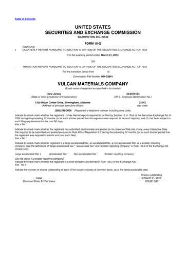 Vorschaubild Vulcan Materials 10-Q Quartalsbericht 2013 