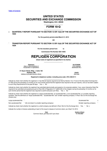 Thumbnail Repligen
 10-Q Quarterly Report FY2013 