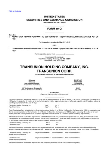 Thumbnail TransUnion 10-Q Quarterly Report FY 