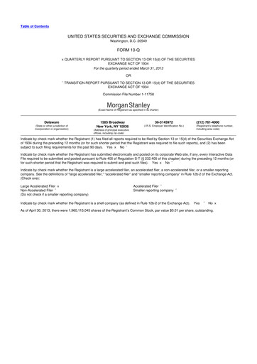 Thumbnail Morgan Stanley 10-Q Quarterly Report FY2013 