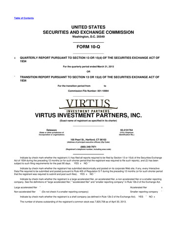 Thumbnail Virtus Investment Partners 10-Q Quarterly Report FY2013 