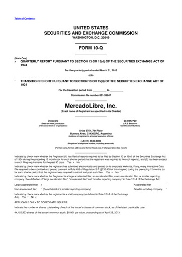 Vorschaubild MercadoLibre 10-Q Quartalsbericht 2013 