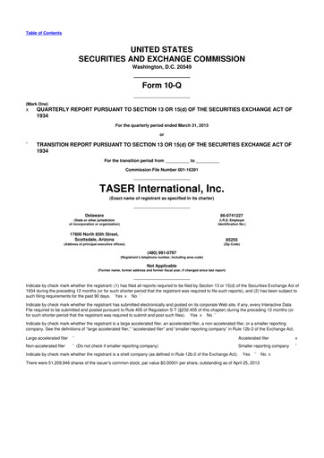 Thumbnail Axon Enterprise
 10-Q Quarterly Report FY2013 