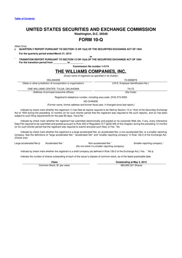 Thumbnail Williams Companies
 10-Q Quarterly Report FY2013 