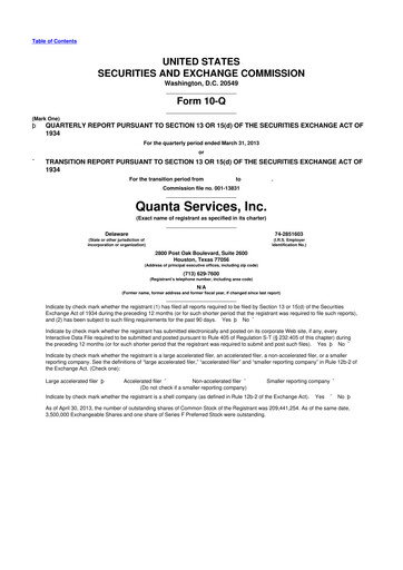 Thumbnail Quanta Services
 10-Q Quarterly Report FY2013 