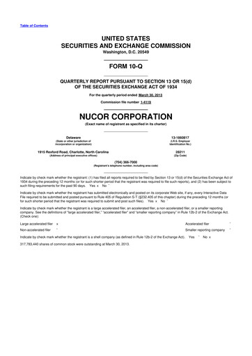 Thumbnail Nucor
 10-Q Quarterly Report FY2013 