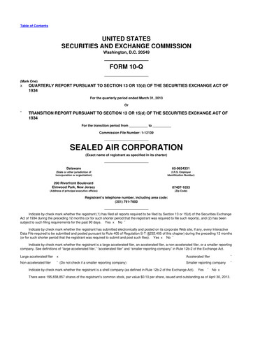 Miniature Sealed Air
 10-Q Rapport trimestriel 2013 