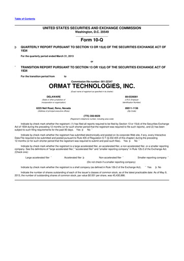 Vorschaubild Ormat Technologies
 10-Q Quartalsbericht 2013 