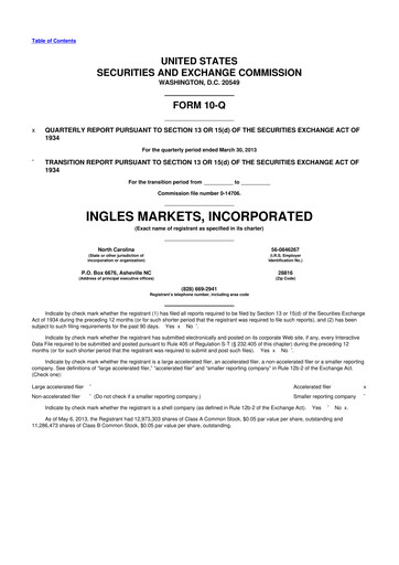 Miniature Ingles Markets 10-Q Rapport trimestriel 2013 
