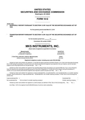 Thumbnail MKS Instruments 10-Q Quarterly Report FY2013 