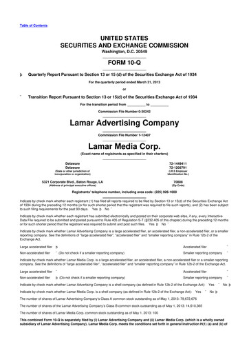 Thumbnail Lamar Advertising 10-Q Quarterly Report FY 
