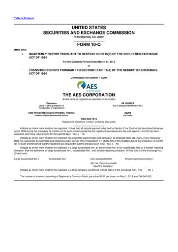 Thumbnail AES 10-Q Quarterly Report FY2013 