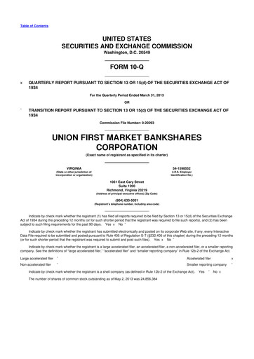 Vorschaubild Atlantic Union Bankshares 10-Q Quartalsbericht 2013 