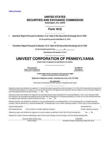 Vorschaubild Univest Financial Corporation 10-Q Quartalsbericht 2013 