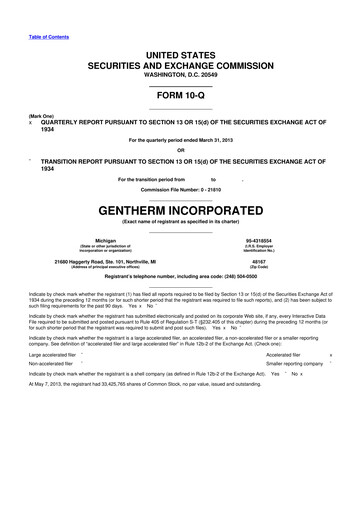 Thumbnail Gentherm 10-Q Quarterly Report FY2013 