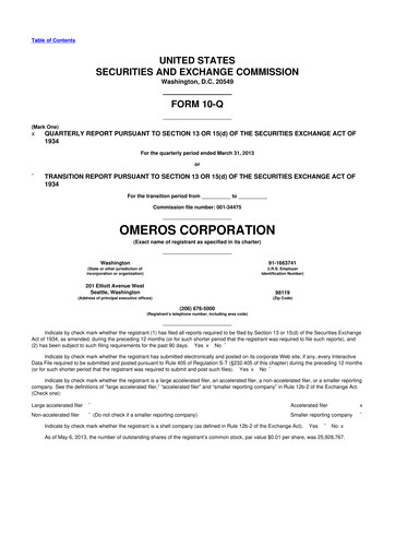 Thumbnail Omeros Corporation 10-Q Quarterly Report FY2013 