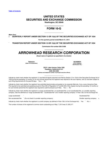 Thumbnail Arrowhead Pharmaceuticals
 10-Q Quarterly Report FY2013 