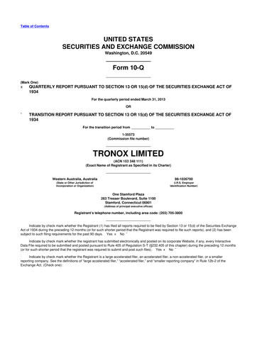 Thumbnail Tronox 10-Q Quarterly Report FY2013 