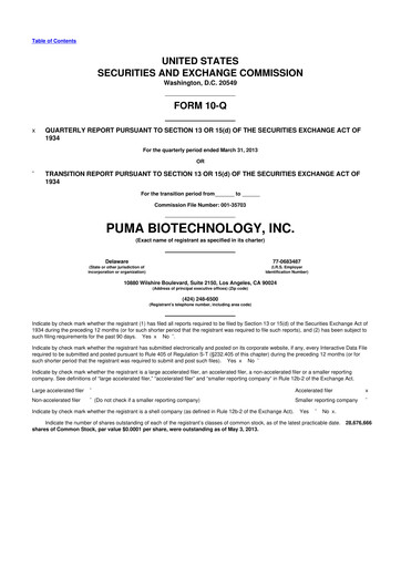 Thumbnail Puma Biotechnology 10-Q Quarterly Report FY2013 