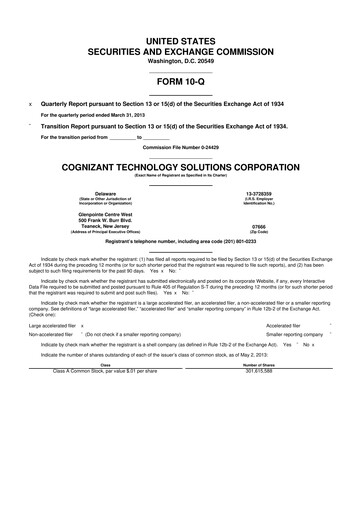 Thumbnail Cognizant Technology Solutions  10-Q Quarterly Report FY2013 