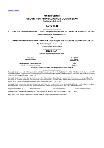 Thumbnail MBIA 10-Q Quarterly Report FY2013 