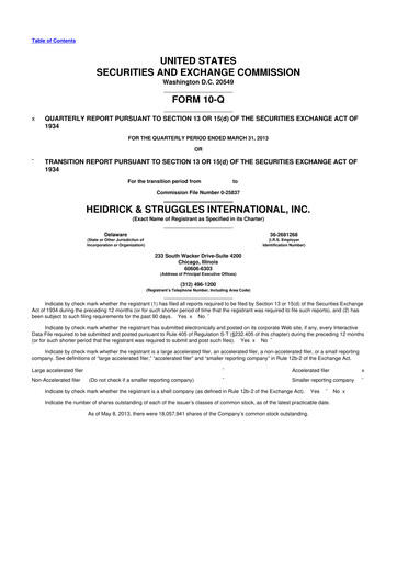 Miniature Heidrick & Struggles

 10-Q Rapport trimestriel 2013 