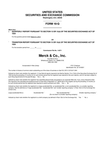Thumbnail Merck 10-Q Quarterly Report FY2013 