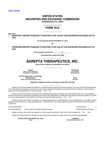 Thumbnail Sarepta Therapeutics
 10-Q Quarterly Report FY2013 