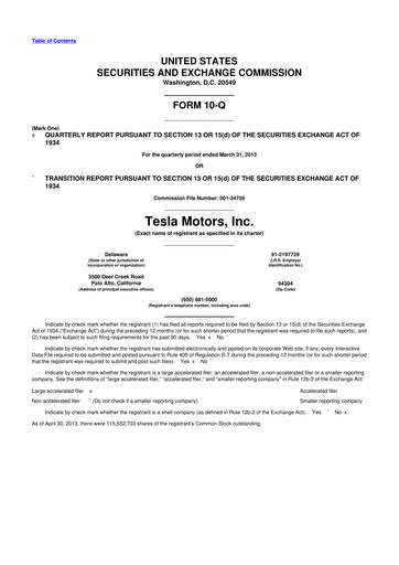 Thumbnail Tesla 10-Q Quarterly Report FY2013 