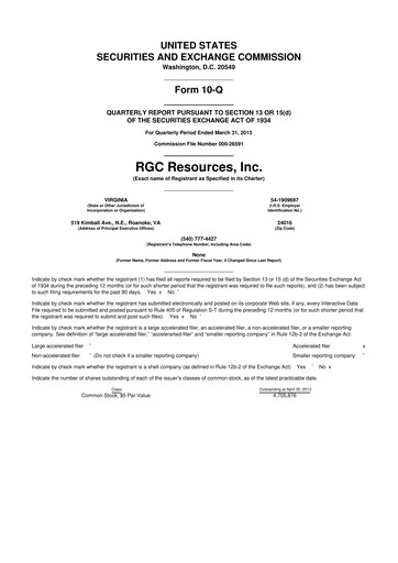 Thumbnail RGC Resources 10-Q Quarterly Report FY 