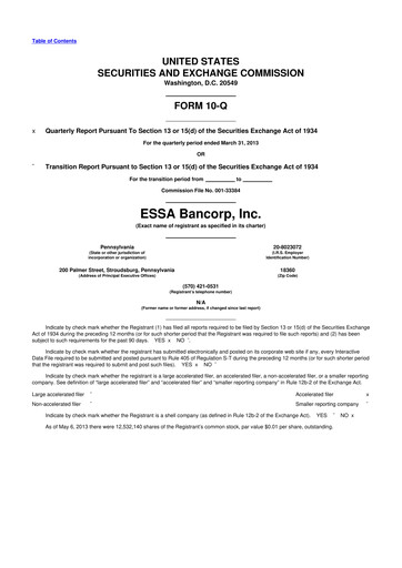 Thumbnail ESSA Bancorp 10-Q Quarterly Report FY2013 