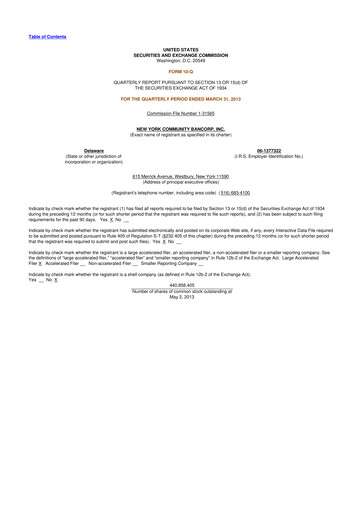 Thumbnail Flagstar Bank 10-Q Quarterly Report FY2013 