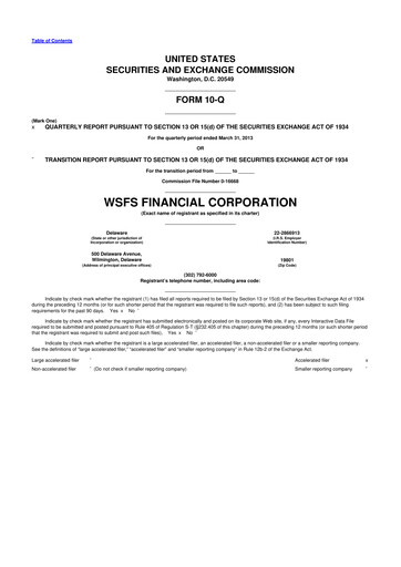 Miniature WSFS Financial 10-Q Rapport trimestriel  