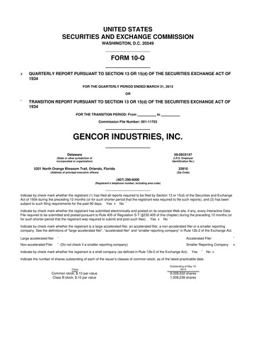 Thumbnail Gencor Industries
 10-Q Quarterly Report FY2013 