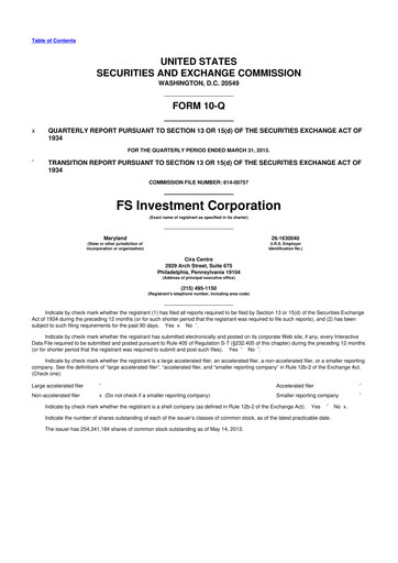 Thumbnail FS KKR Capital
 10-Q Quarterly Report FY 
