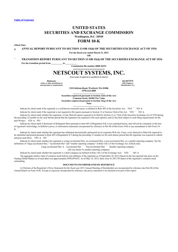 Thumbnail NETSCOUT 10-K Annual Report 2013